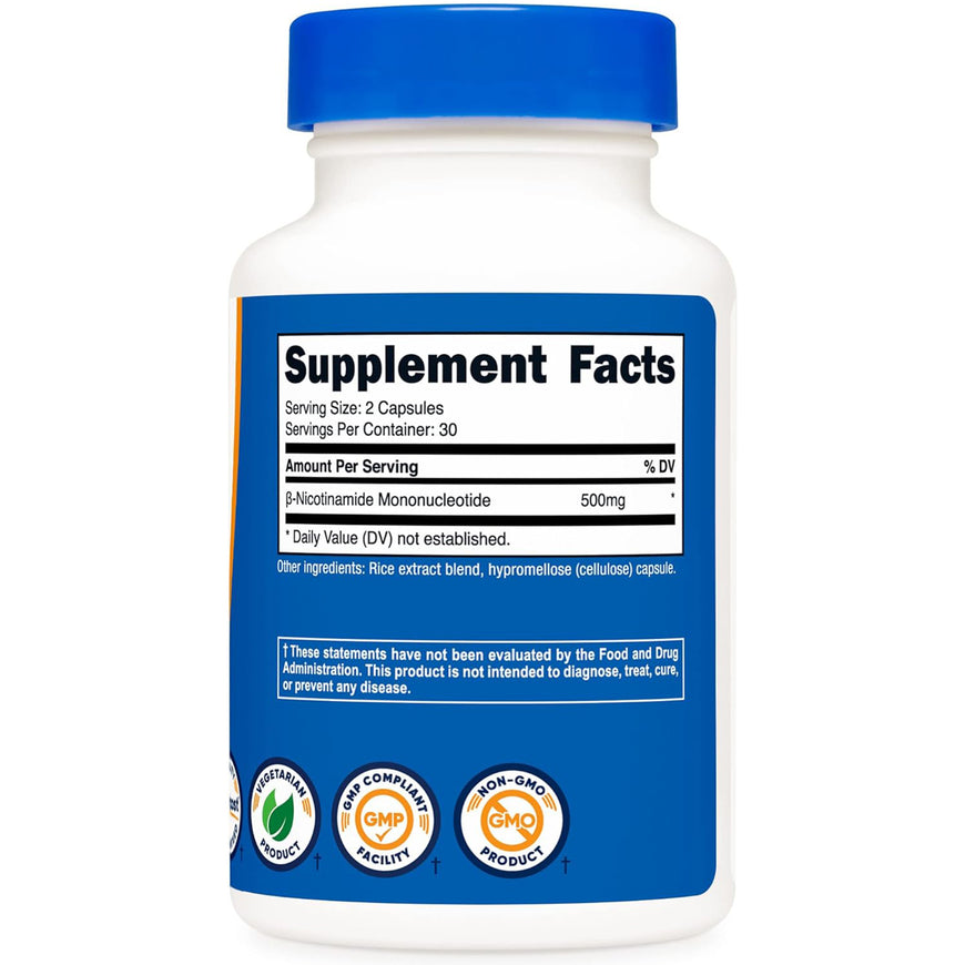 Nutricost NMN Nicotinamide Mononucleotide 500mg Capsules - Vegetarian, 60 Count - Image 2