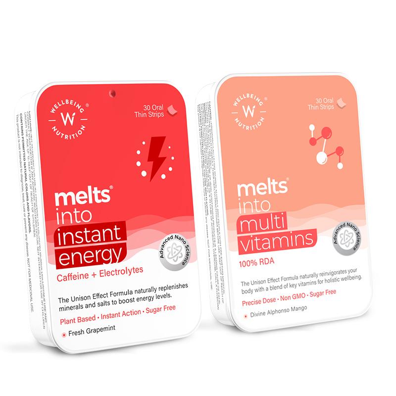 Melts Instant Energy 100% Plant Based Green Tea Caffeine, 30 Oral Strips