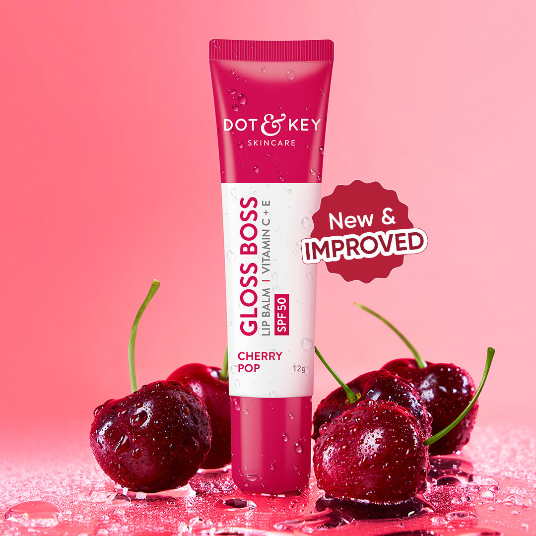 Dot & Key Gloss Boss Lip Balm with Vitamin C+E SPF 30, Cherry Pop, 12g