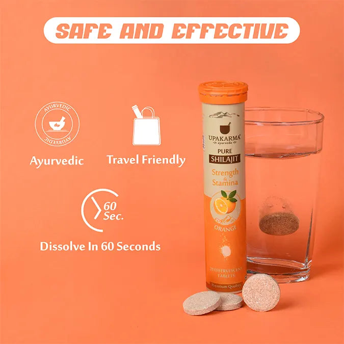 Upakarma Shilajit Orange Flavour Effervescent Tablets - Herbal & Ayurvedic, 20 Count - Image 7