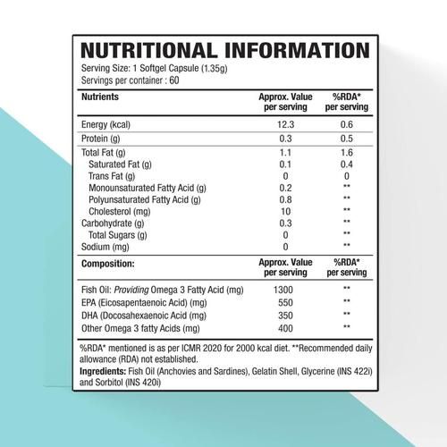 WOW Life Science Omega Capsules - Vitamins & Minerals - 60 Count - Image 3