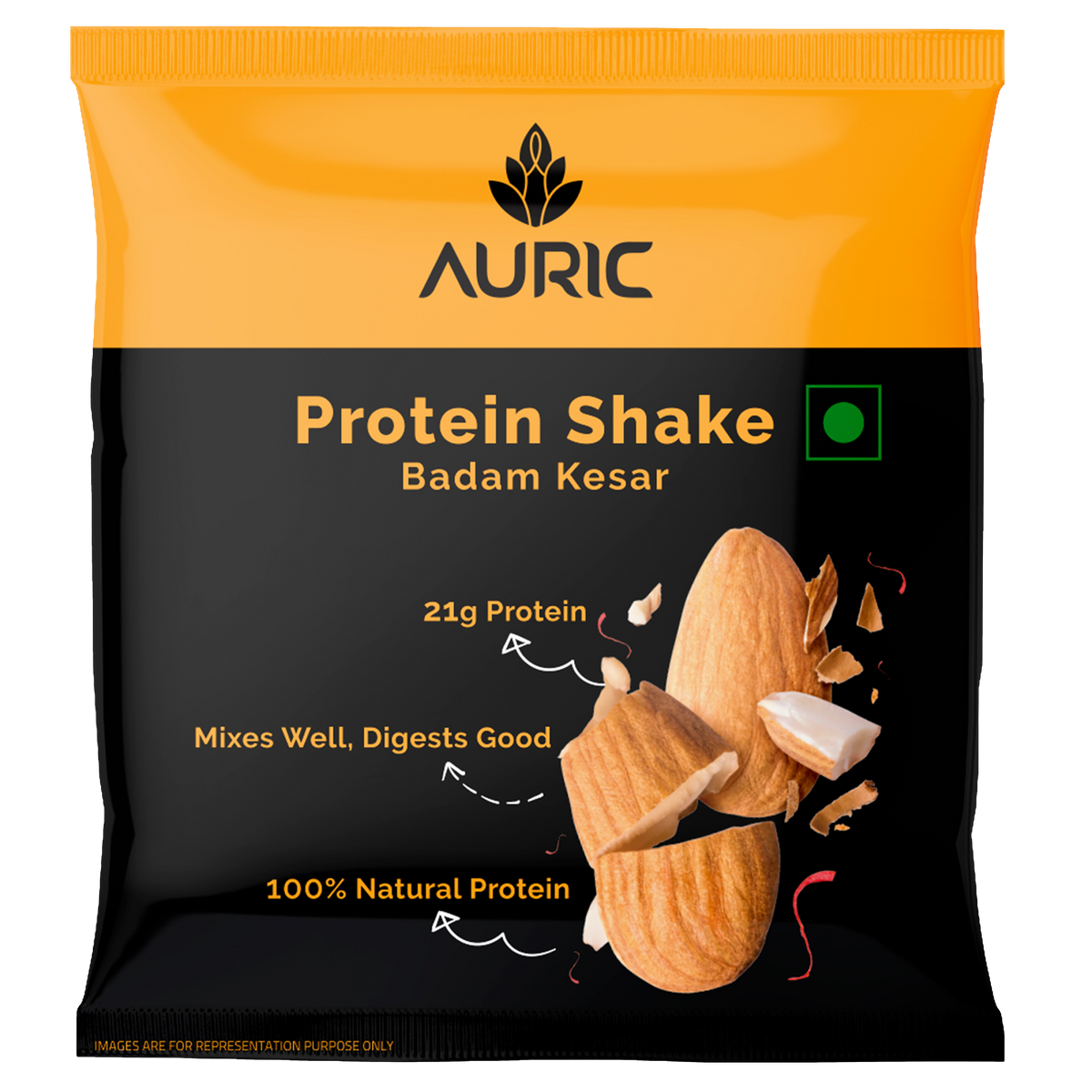 Auric Vegan Protein Powder For Men & Women - Kesar Badam Flavour, 1Kg