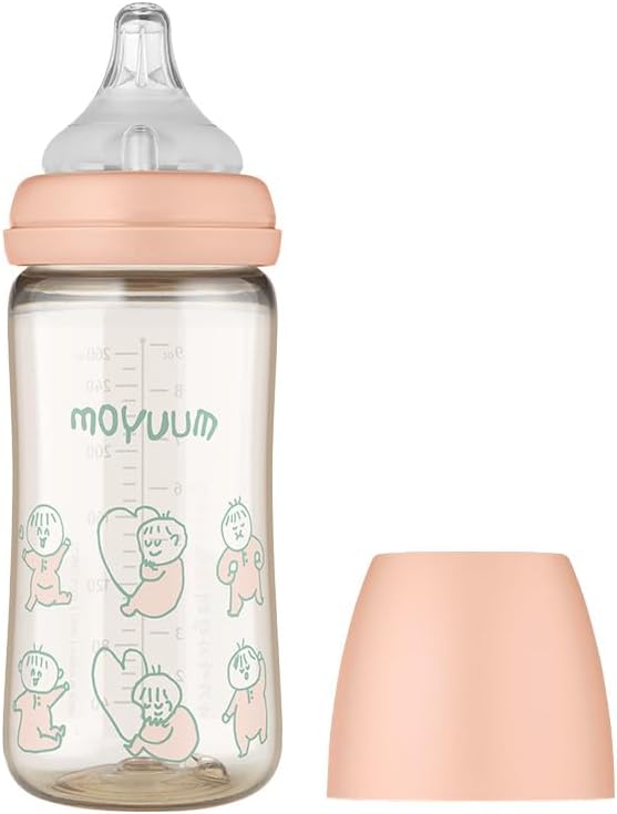 Moyuum PPSU Anti Colic Baby Bottle with Nipple, Wide-Neck - Coral Pink, 270ml - Image 2