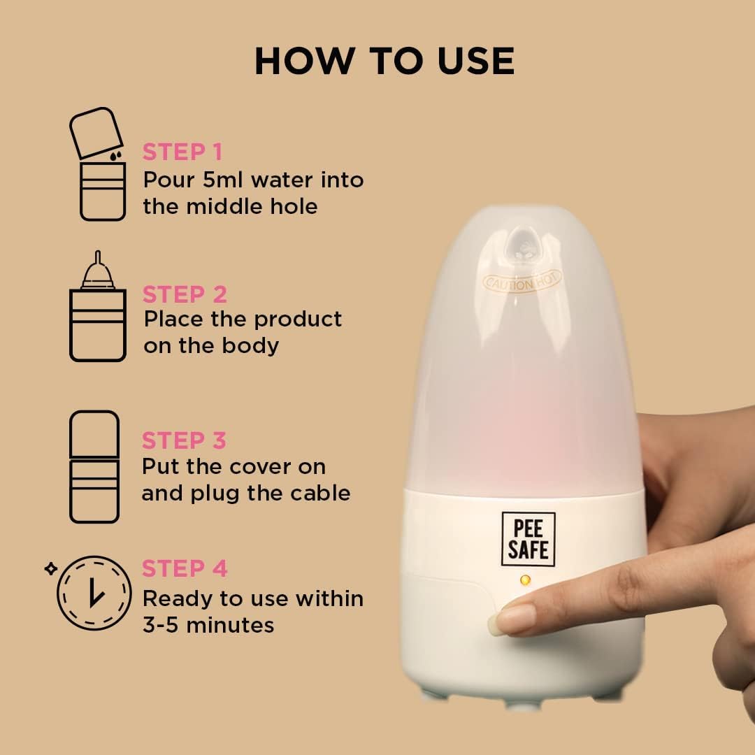 Pee Safe Menstrual Cup Steam Sterilizer - BPA Free, Auto Power Cut-Off - Image 6