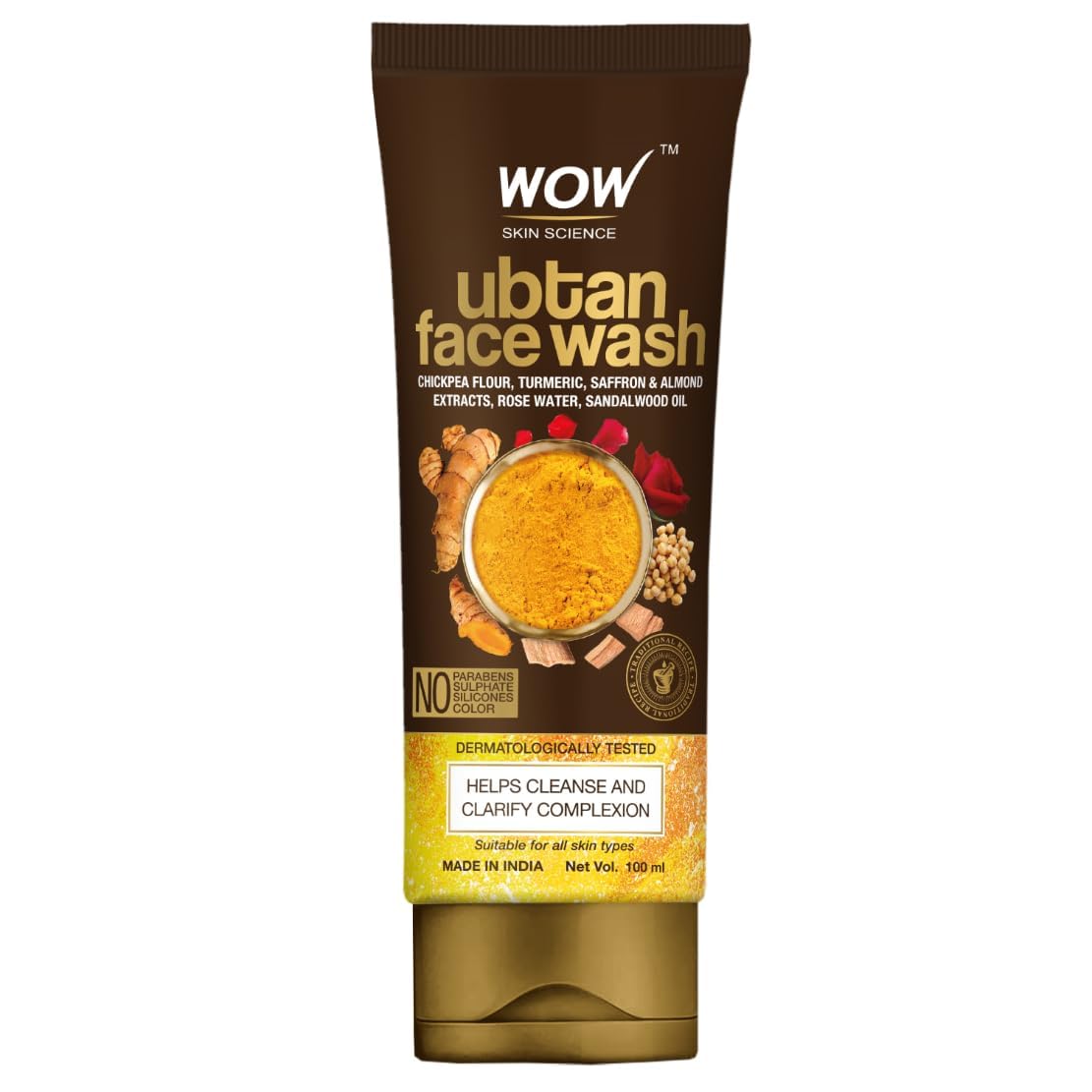 Wow Ubtan Face Wash with Natural Ingredients, 100ml