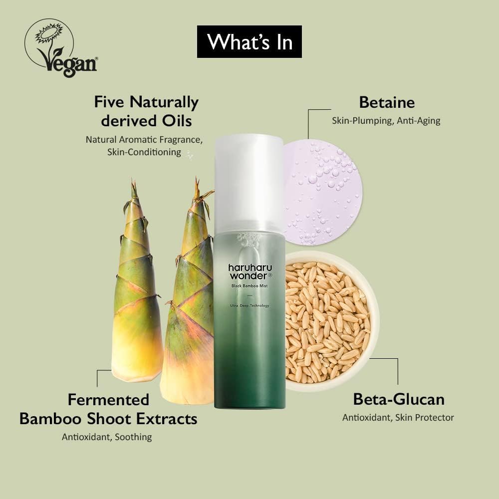 Haruharu Black Bamboo Mist - Face Moisturiser, 80ml - Image 4