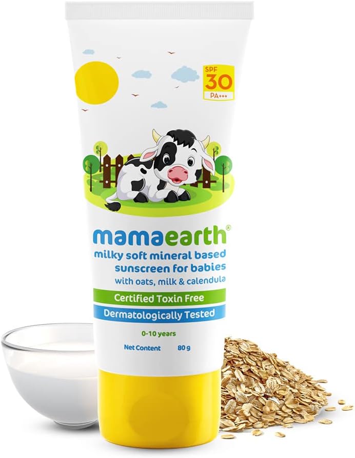 Mamaearth Milky Soft Mineral Based Sunscreen SPF 30 PA+++ with Oats, Milk & Calendula - 80g - Image 2