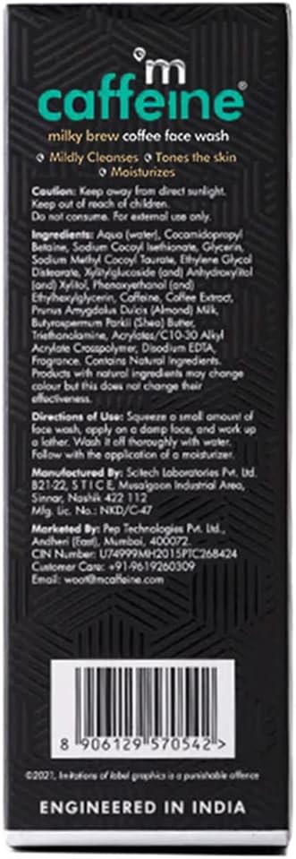 mCaffeine Milky Brew Face Wash, Facial Cleanser - 75ml - Image 5