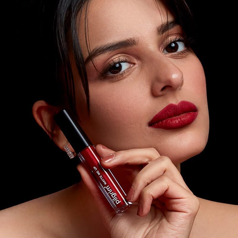 Pilgrim Liquid Matte Lipstick with Hyaluronic Acid & Spanish Squalane - The Red Stiletto, 3g - Image 7