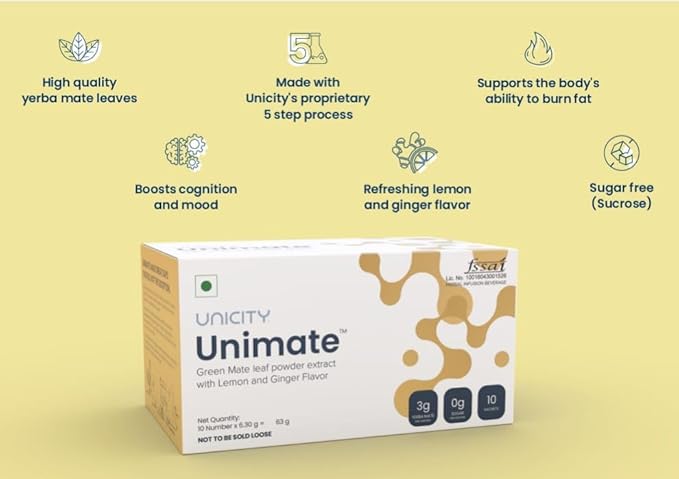 Unicity Unimate Green Mate Leaf Powder with Lemon & Ginger - 63g - Image 4