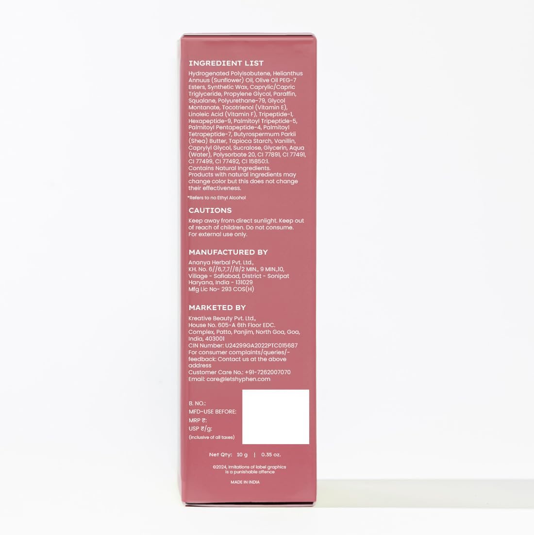 Hyphen Hazel Vitamin-Infused Peptide Tinted Lip Balm - 10g - Image 8