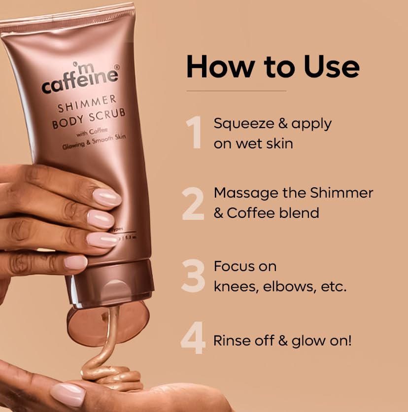 mCaffeine Shimmer Body Scrub with Coffee - Exfoliating Care, 150g - Image 3
