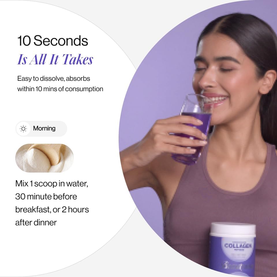 Beautywise Advanced Marine Collagen Proteins Powder with Hyaluronic Acid & Biotin - Blueberry, 250g - Image 6
