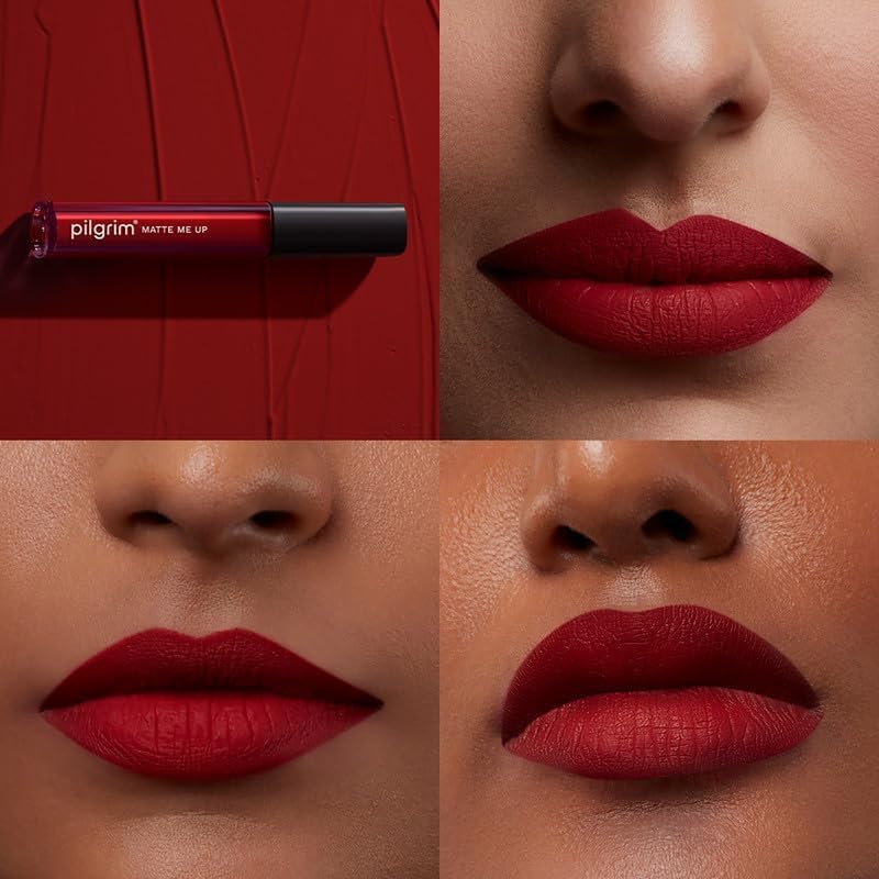 Pilgrim Liquid Matte Lipstick with Hyaluronic Acid & Spanish Squalane - The Red Stiletto, 3g - Image 3