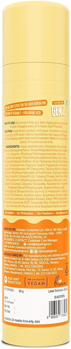 AQUALOGICA Glow+ Dewy Sunscreen SPF 50 with Vitamin C, 50g - Image 8