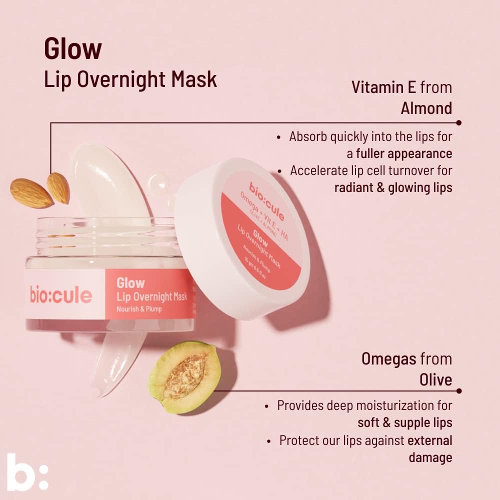 Biocule Glow Lip Overnight Mask - Omega, Vit E, HA - 15g - Image 5