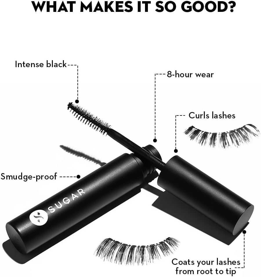 Sugar Cosmetics Uptown Curl Lengthening Mascara - 01 Black Beauty - Image 3