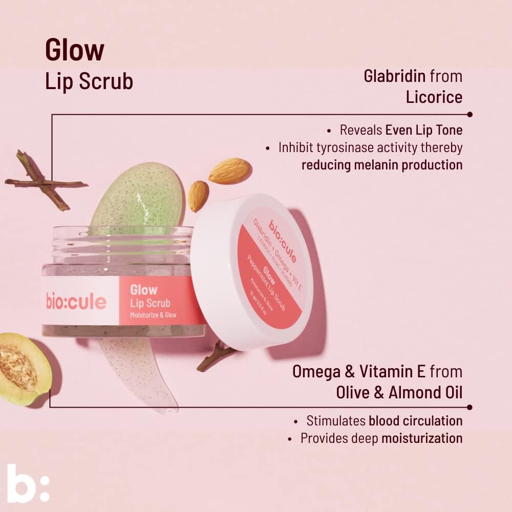 Biocule Glow Lip Scrub: Glabridin + Omega + Vitamin E - 12gm - Image 7