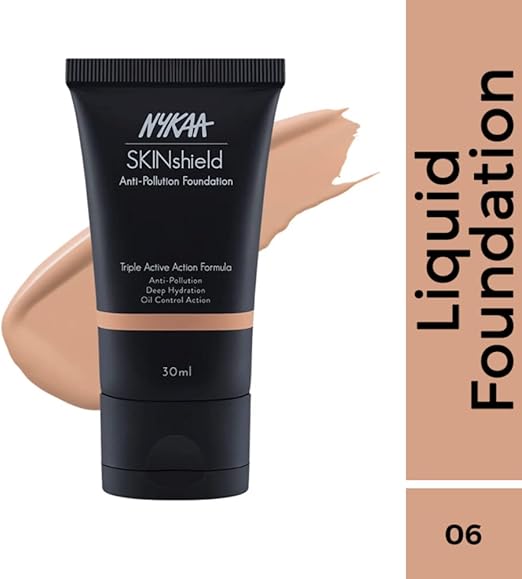 Nykaa SkinShield Anti-Pollution Matte Foundation Warm Nude 06 - Colour Cosmetics - Image 2