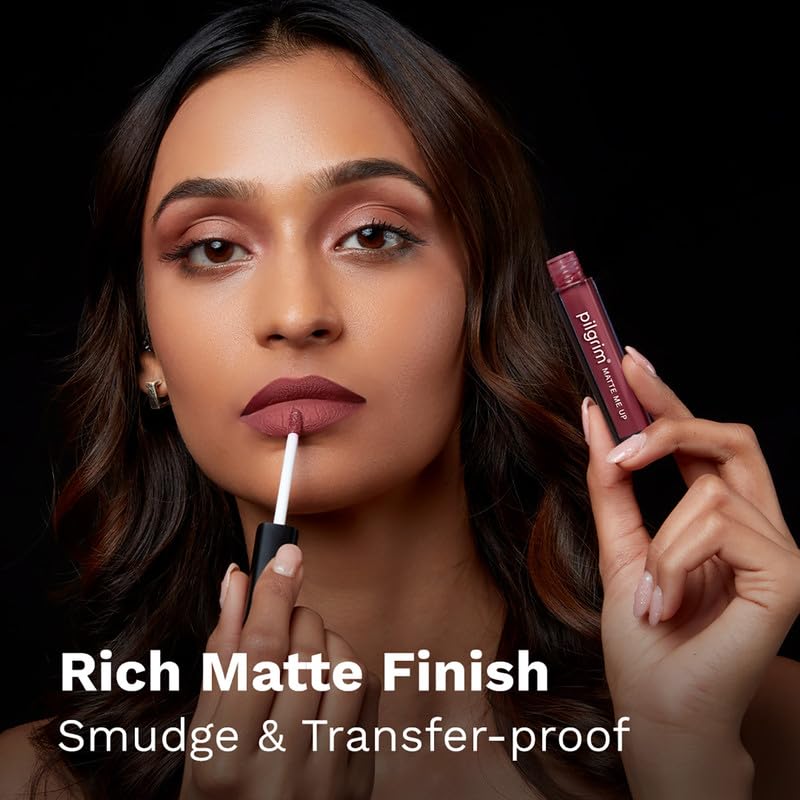 Pilgrim Liquid Matte Lipstick - Flirty Rose, Colour Cosmetics for Women - Image 4