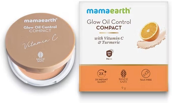 Mamaearth Glow Oil Control Compact Powder - SPF 30, Vitamin C & Turmeric, Ivory Glow - 9g - Image 5