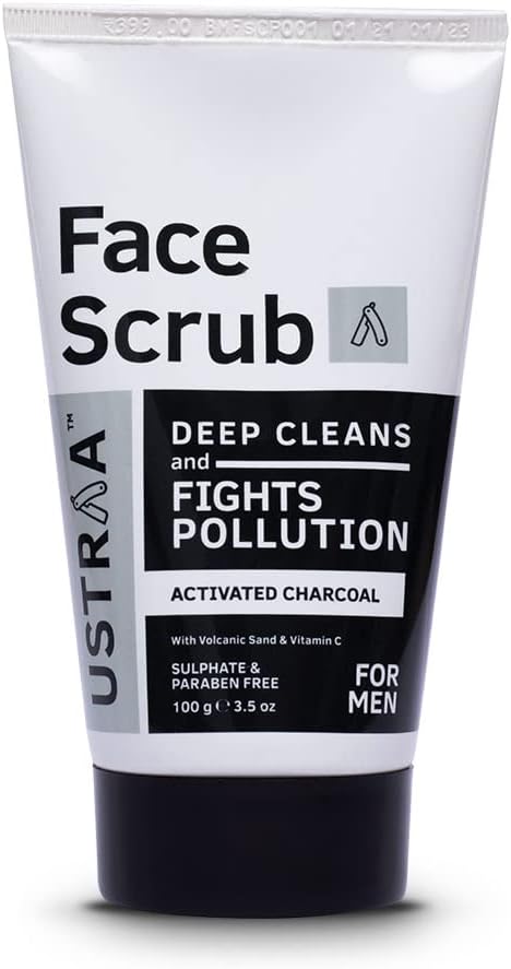 Ustraa Face Scrub - Activated Charcoal, Deep Cleansing, 100g