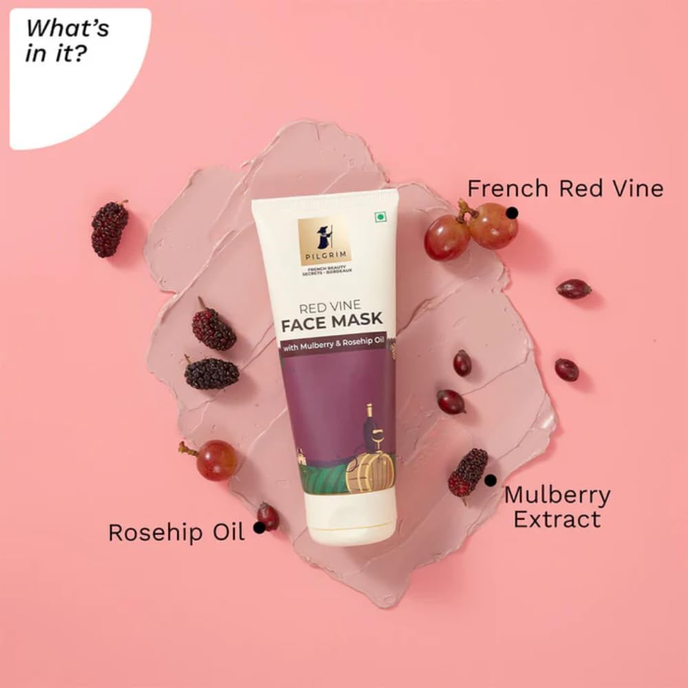 Pilgrim Red Vine Face Mask with Mulberry & Rosehip Oil - 100g - Image 3