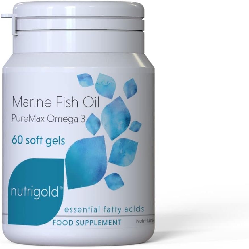 Nutrigold Marine Fish Oil Softgels - High Potency Omega 3 - 60 Count