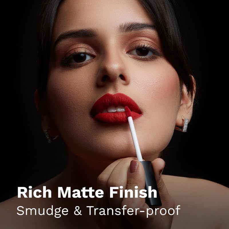 Pilgrim Liquid Matte Lipstick with Hyaluronic Acid & Spanish Squalane - The Red Stiletto, 3g - Image 4