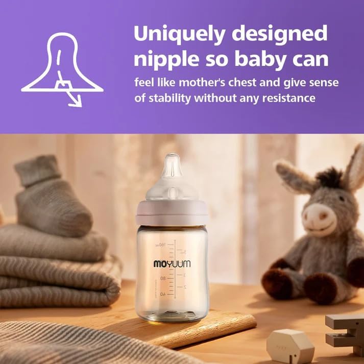 Moyuum PPSU Baby Bottle - Anti Colic, BPA Free, 270ml, Rabbit Pink - Image 6