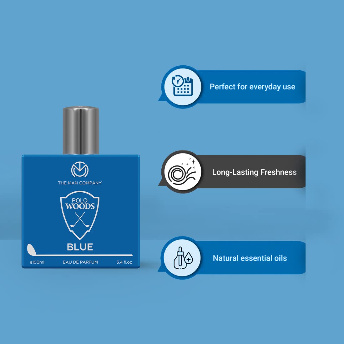 The Man Company Eau de Parfum Polo Blue - Premium Fragrance, 100 ml - Image 3