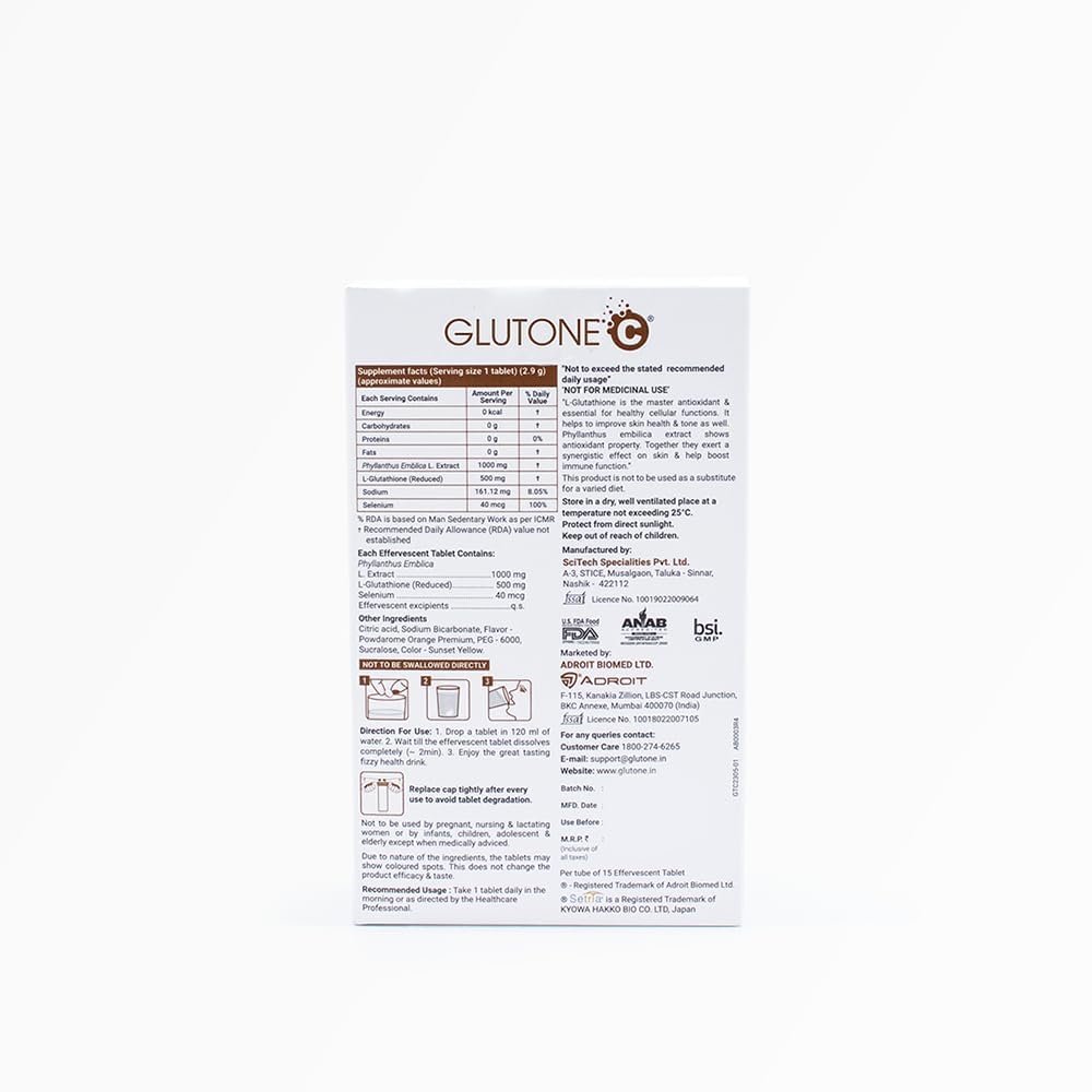 Glutone Hydra Glutone C Glutathione Vitamin C Effervescent Tablets - 30 Pack