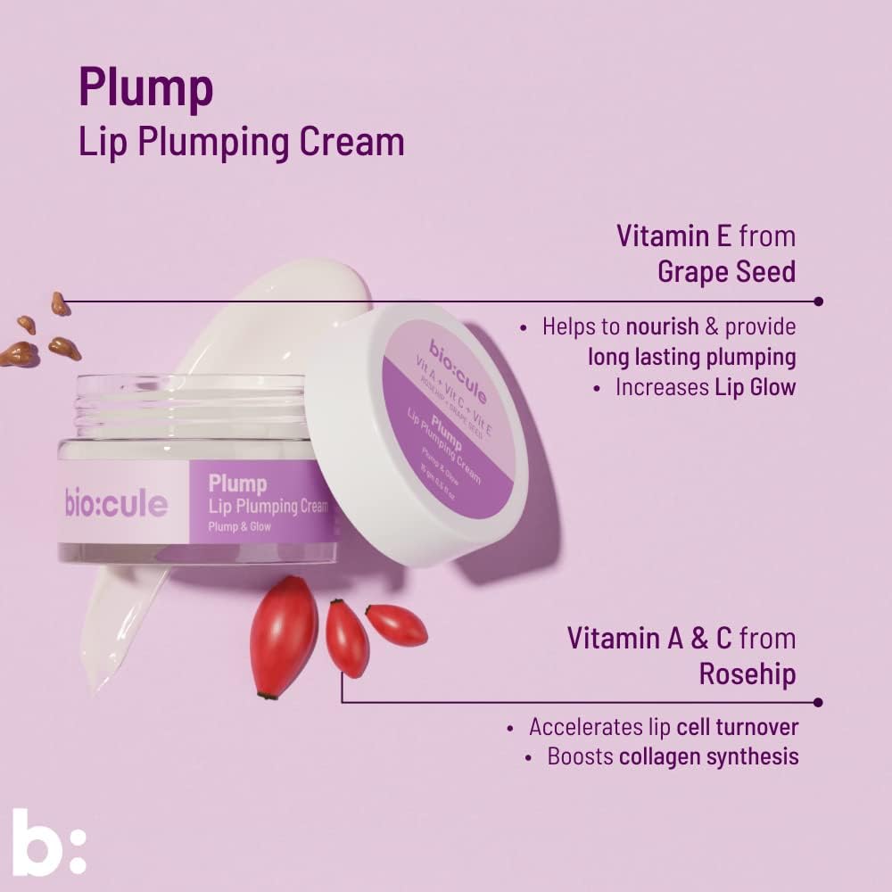 Biocule Face Moisturiser - Plump Lip Plumping Cream with Vit A, C, E - 15gm - Image 8