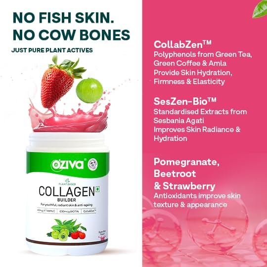 Oziva Plant Based Collagen Builder Powder with Biotin, Silica & Vitamin C - 1 Pack - Image 3