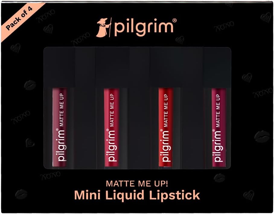 Pilgrim Matte Mini Liquid Lipstick Pack - Hydrating, Smudgeproof, 4 ml