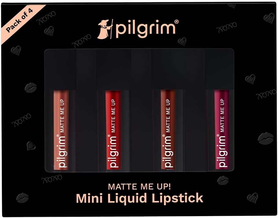 Pilgrim Matte Mini Liquid Lipstick - Spanish Squalane, Hydrating - 4 x 4ml Pack