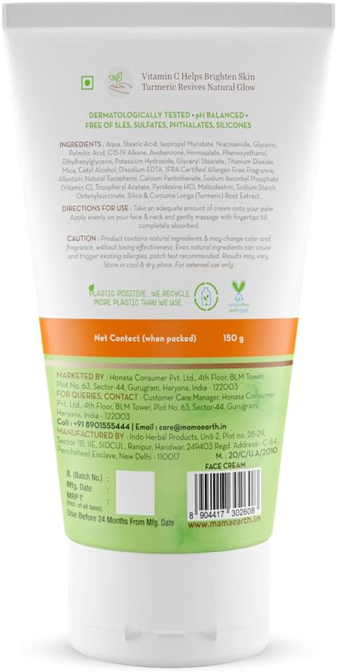 Mamaearth Vitamin C Daily Glow Face Cream with Turmeric - 150g - Image 7