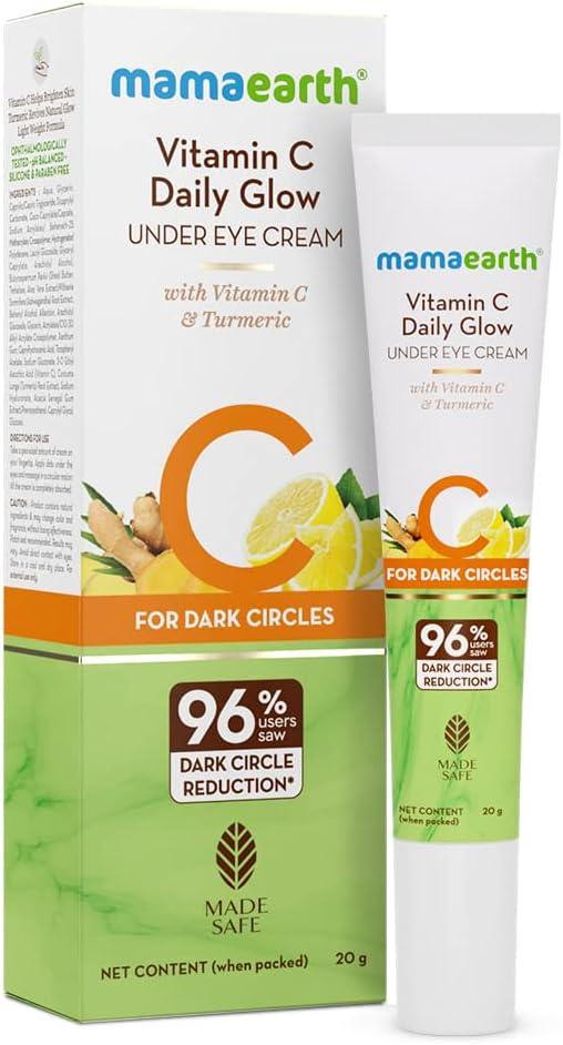 Mamaearth Vitamin C Daily Glow Under Eye Cream with Turmeric for Dark Circles, 20g