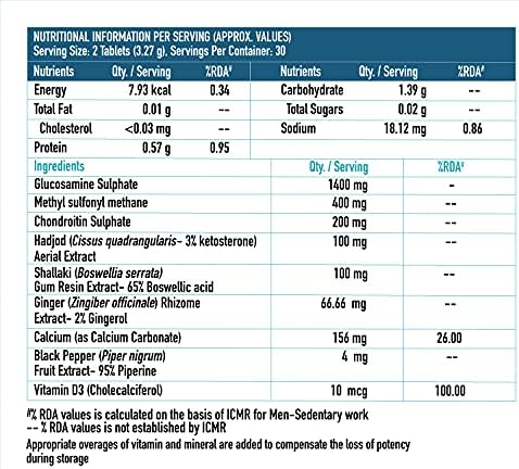 HK Vitals Joint Support Tablets - Glucosamine 1400mg, Chondroitin, Calcium & Vitamin D3, 60 Tablets - Image 3