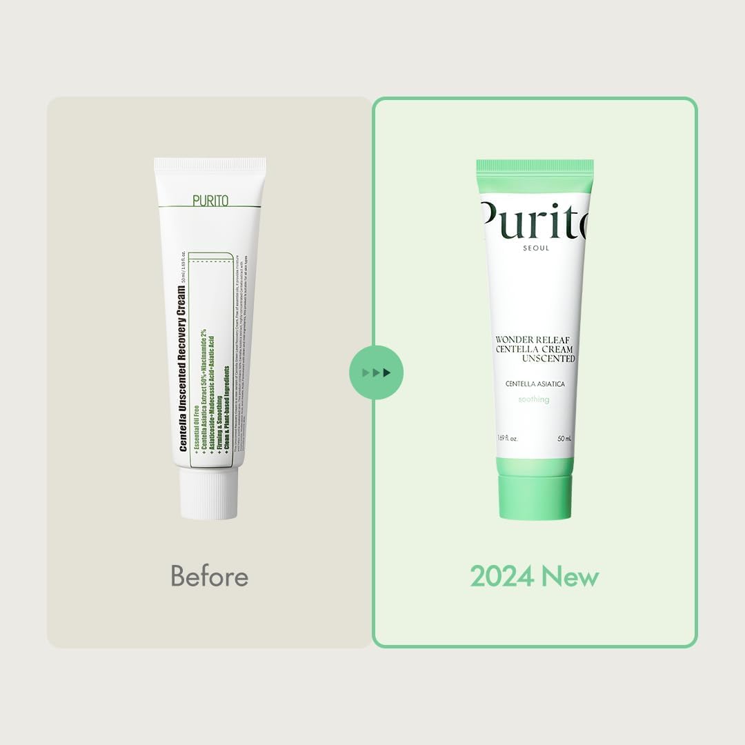 Purito Wonder Releaf Centella Cream - Unscented Face Moisturiser, 50ml - Image 2