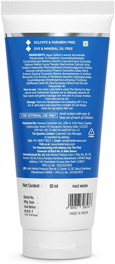 The Derma Co Sali-Cinamide Face Wash - 2% Salicylic & 2% Niacinamide - 80ml - Image 8