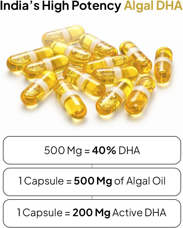 Miduty Veg Omega-3 Capsules - 500mg Algal DHA & EPA, 30 Pack - Image 2