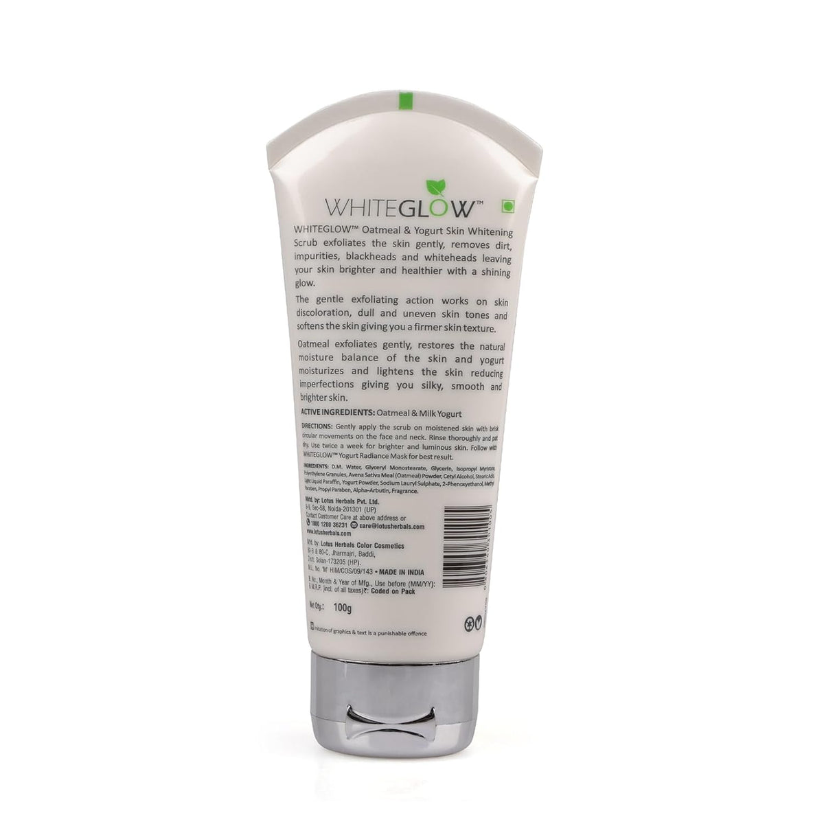 Lotus Herbal Whiteglow Oatmeal & Yogurt Scrub - Skin Whitening & Brightening, 100g - Image 2