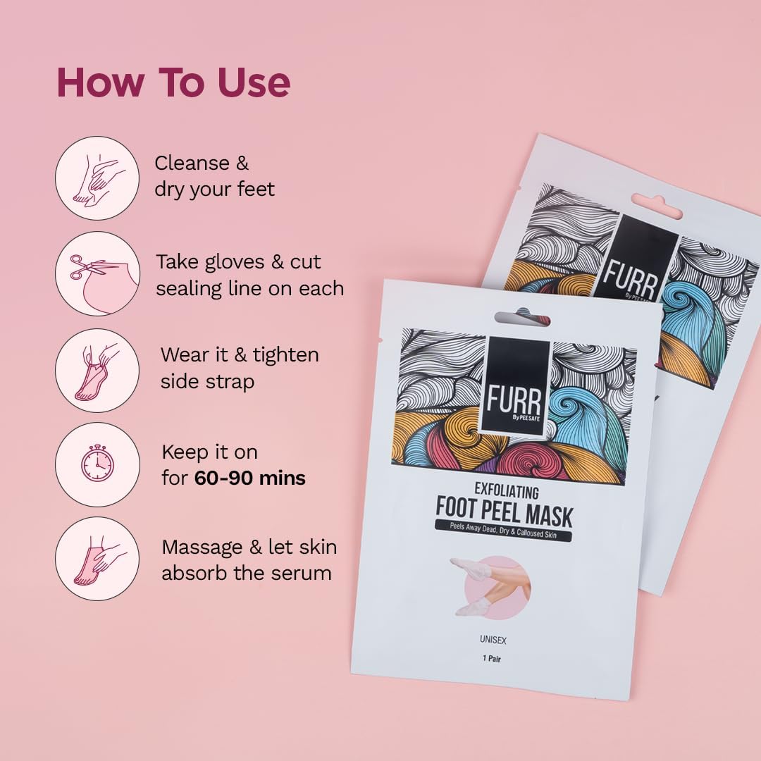 Pee Safe Furr Exfloating Foot Peel Mask - Foot Exfoliator Mask - Image 4
