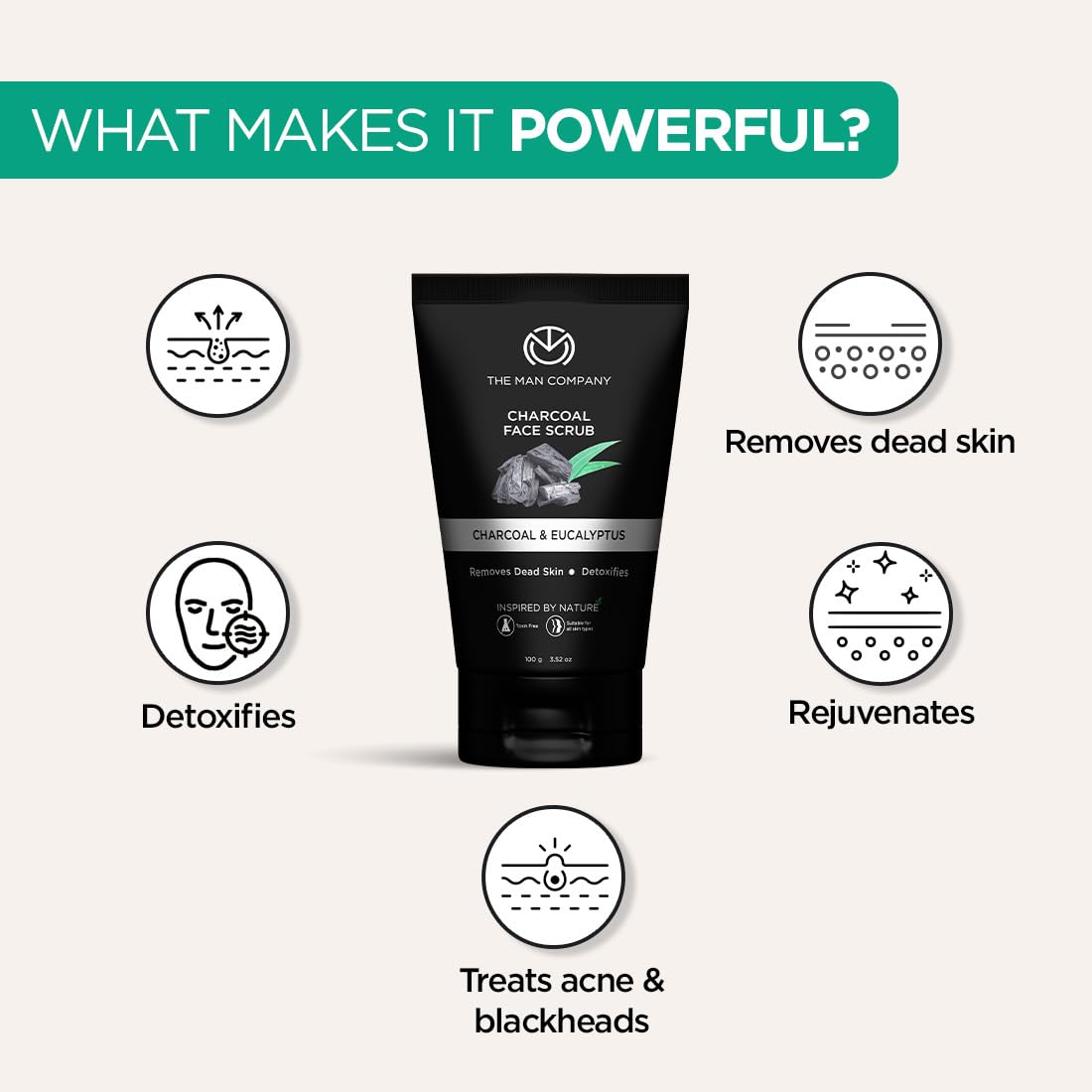 The Man Company Charcoal Face Scrub - Masks & Exfoliators, 100g - Image 3