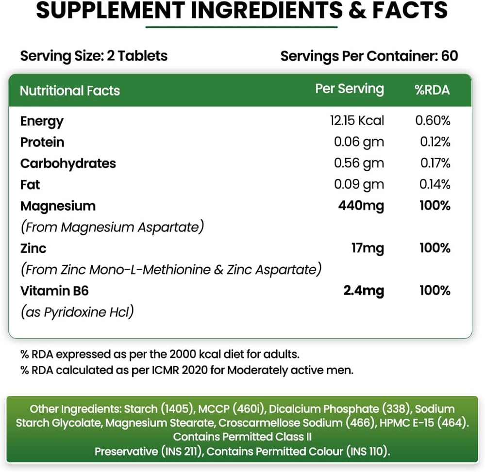 Himalayan Organics ZMA Tablets - Zinc, Magnesium & Vitamin B6 - 120 Count - Image 2