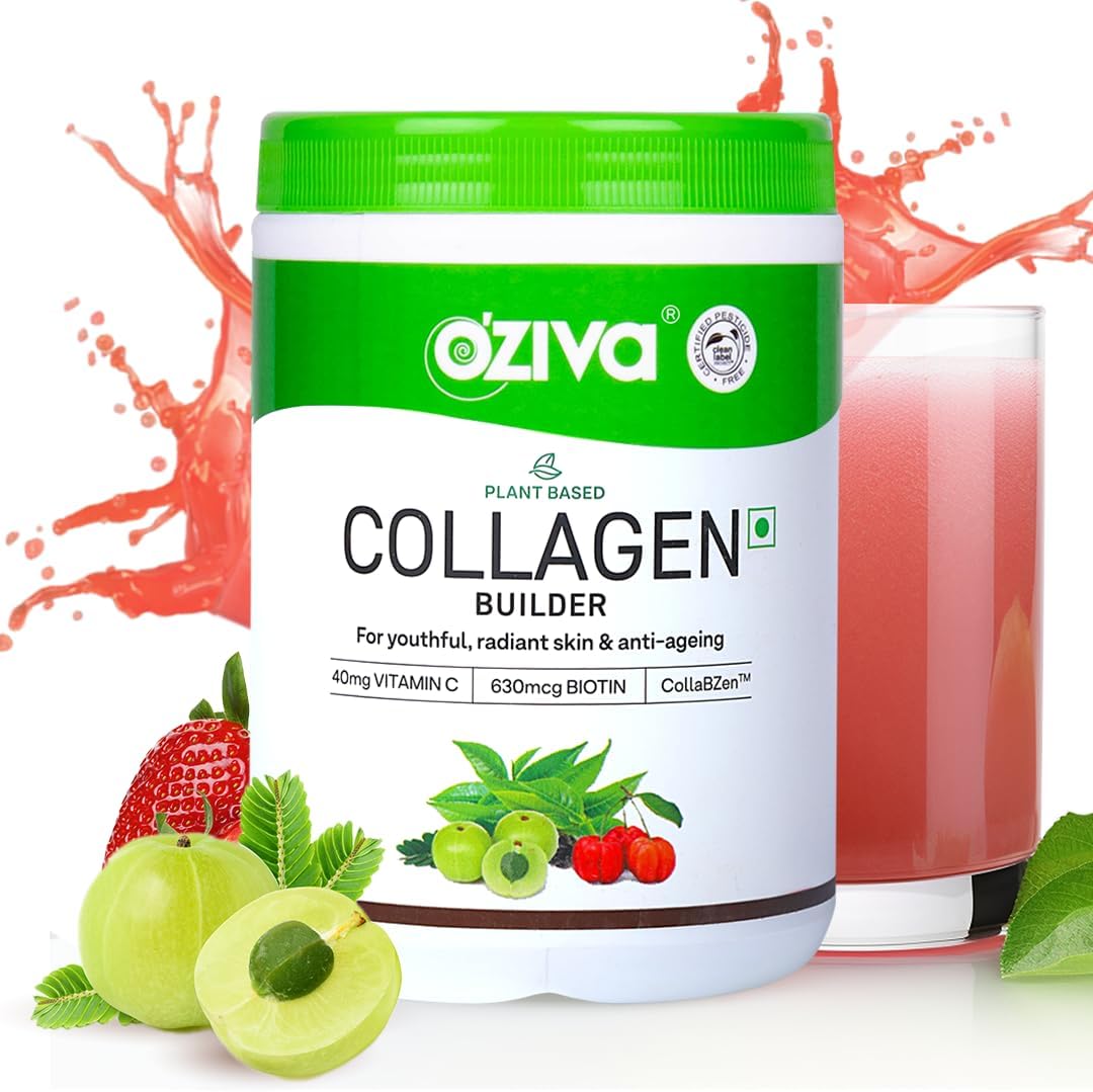 Oziva Plant Based Collagen Builder Powder with Biotin, Silica & Vitamin C - 1 Pack