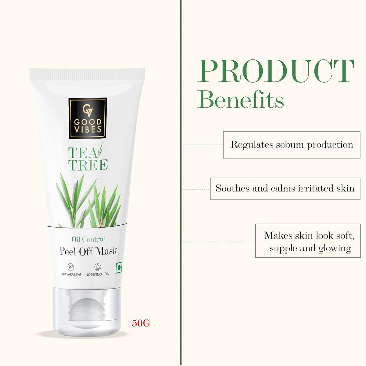 Good Vibes Tea Tree Oil Control Peel Off Mask, 50g - Image 3