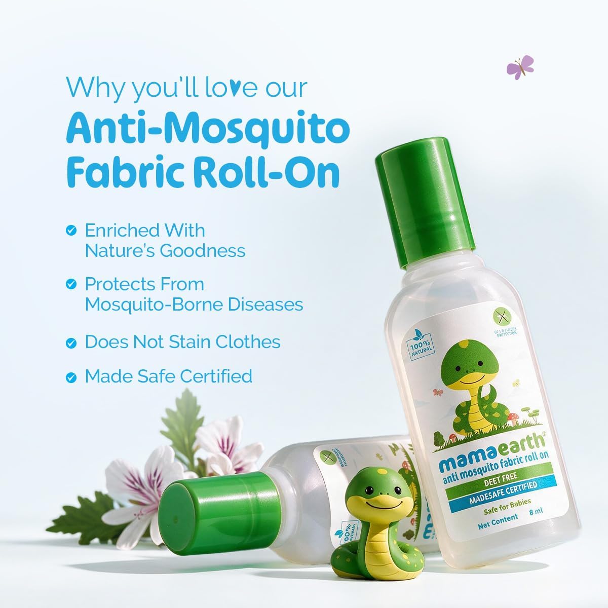 Mamaearth Anti Mosquito Fabric Roll-On - 100% Natural, DEET-Free, 8ml - Image 2