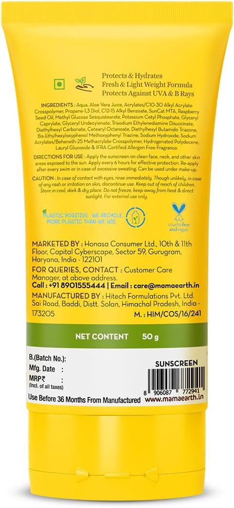 Mamaearth HydraGel Indian Sunscreen with SPF 50 & Aloe Vera - 50g - Image 8
